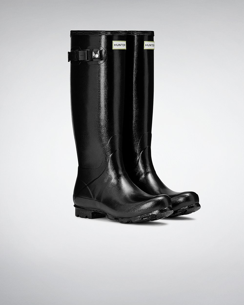 Hunter Norris Field Gloss Tall Rain Boots - Buy Womens Black - FBOMNG194